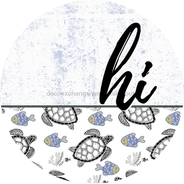 Sea Turtle Door Hanger Dco-01619-Dh 18’ Round Wood